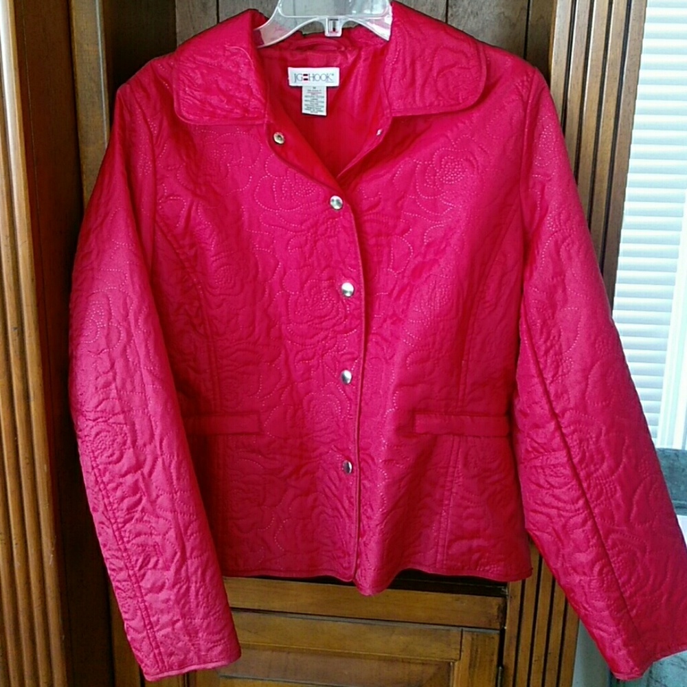 COPY - Vintage rose quilted Red poly JG Hook Jacket